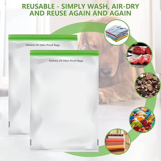 Odor Proof Storage Bags-12ｘ20 Inch, Reusable Double-Tracked Zip Closure Barrier Storage Bags Lock in Odors Keep Contents Fresh and Waterproof, Large No-Odor Bear Bag fit Camping, Hiking, Water Sports and Home Organization（2 Pack）