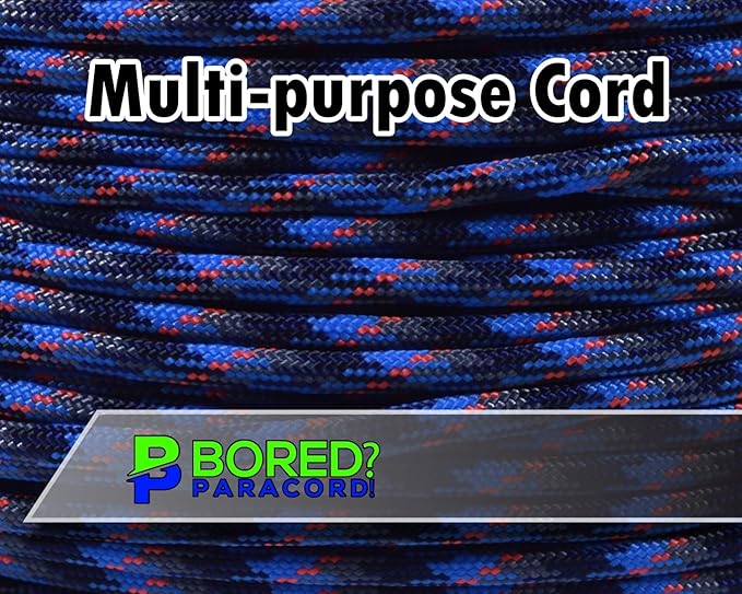 BORED? PARACORD! 550 lb Paracord - Ideal for Crafting, Camping, DIY Projects, Active & Military Outdoors - Strong Survival Rope - Tactical Parachute Cord Type III - Survival Camo 250 Feet