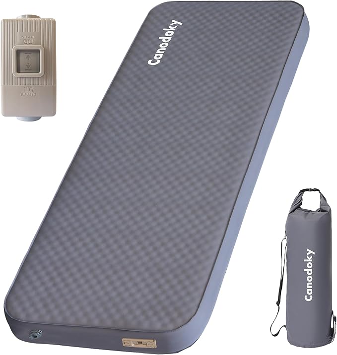 4" Ultra-Thick Single Self-Inflating Sleeping Pad with 3-in-1 Rechargeable Pump, Air Adjustable Foam Camping Mattress, Fast Inflate & Deflate 9.5R Heavy-Duty Camping Mat for Car, Van, Rooftop Tent