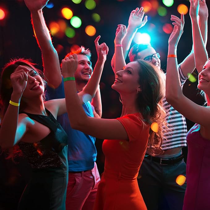 Tudomro 12000 Pcs Paper Wristbands Arm Bands for Events Neon Wrist Bands Lightweight Colored Concert Party Wristbands Adhesive Party Armbands Paper Bracelets Waterproof Hand Bands (Bright Color)