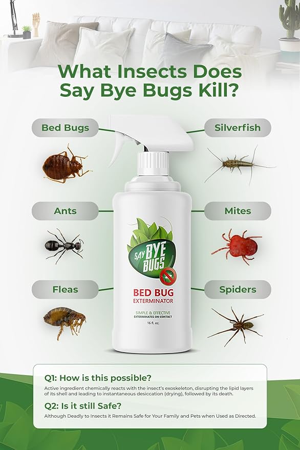 Insect Exterminator - a Non-Toxic, Kill on Contact Bug Spray hat Doesn't Stain & is Odor Free. Kills Fleas, Ants, Mites, Silverfish, and Other Home Insects. Shake & Spray (3X 16oz)