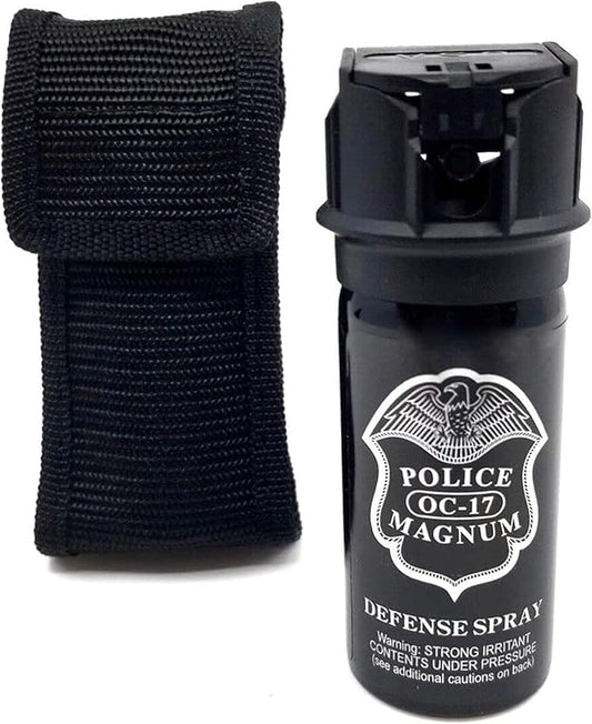 POLICE MAGNUM Pepper Spray Self Defense- Max Strength- 16ft Range- Portable Law Enforcement Unit - Made in The USA - 1 Pack 2oz Flip Top
