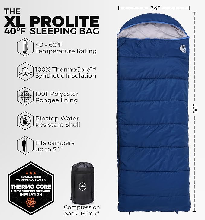 Tough Outdoors Sleeping Bags for Adults & Kids Sleeping Bags Girls Boys Teens - Camping Sleeping Bag for Backpacking- Cold Warm Weather & Summer Sleeping Bag - Lightweight Waterproof Compact Sleep Bag