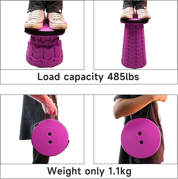FoldingStool Colorful Stool Body Portable Collapsible Stool Seat Max Load Capacity 397lbs, Telescopic Folding Stools Retractable Stools for Adult Camping Hiking Travel Outdoor BBQ