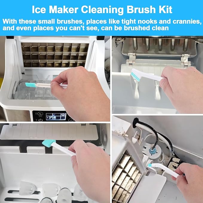 XANGNIER Ice Machine Cleaner Brush Kits,Countertop Ice Maker Cleaning Tools Accessories-2 Pcs Extra Long Pipe Drain Cleaners Brush and 8 Pcs Small Crevice Cleaning Brush for Tight Spaces