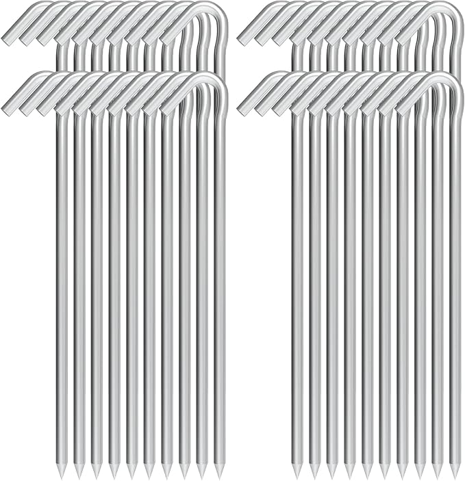 9 Inch Tent Stakes, Tent Stakes Metal, Heavy Duty Tarp Camping Stakes, Metal Stakes for Inflatables Outdoor Decorations, 40 Pack
