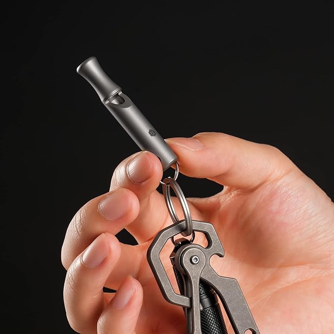 KeyUnity Titanium EDC Whistle Outdoor Emergency Whistle for Keychain, Comes with Necklace to Hang on Neck