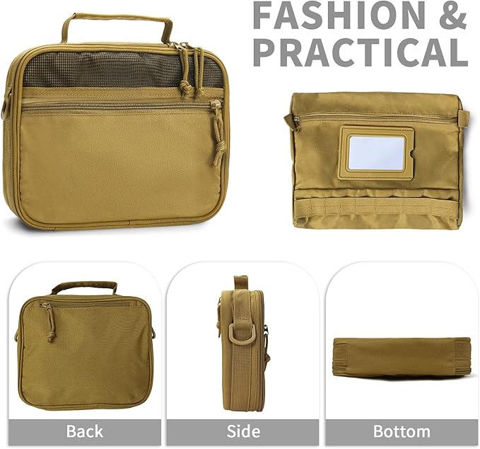 VELVEBAG Mens Toiletry Travel Bag Hanging Toiletry Bag for Toiletry Bag Shaving Bag for Men Travel for Cosmetic,Toiletries,Accessories Khaki