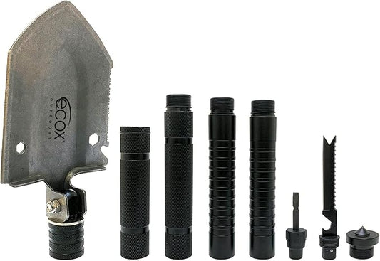 Folding Shovel Survival Multitool for Camping Outdoors Shovel 4 Body Screwdriver Knife Saw Whistle Starter Can Opener Glass Shatterer All in one Tool