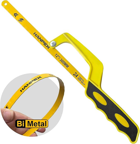 Mini Hacksaw for Metal Cutting – Compact Bimetal Blade Saw with Ergonomic Handle – Small Hack Saw for Steel, Copper, Aluminum & DIY Projects