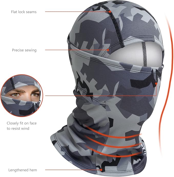 BASSDASH Winter Balaclava Fleece Ski Mask Ninja Hood Neck Warmer Fishing Hunting