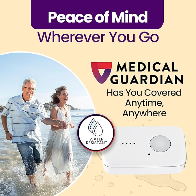 Medical Guardian MGMini | Medical Alert Device for Seniors | Water-Resistant, Emergency Call Button, 24/7 Monitoring, Step Counter, GPS Tracking | Monthly Subscription Required | White