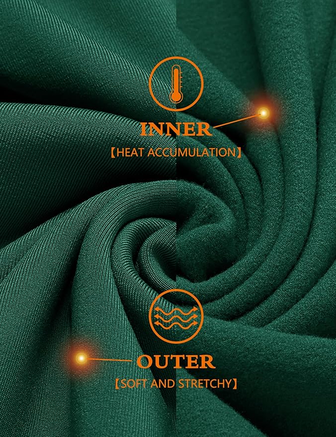 URRU Thermal Underwear for Men High Stretch Fleece Lined Long Sleeve Crewneck Thermal Shirts Base Layer Top Men Cold Weather