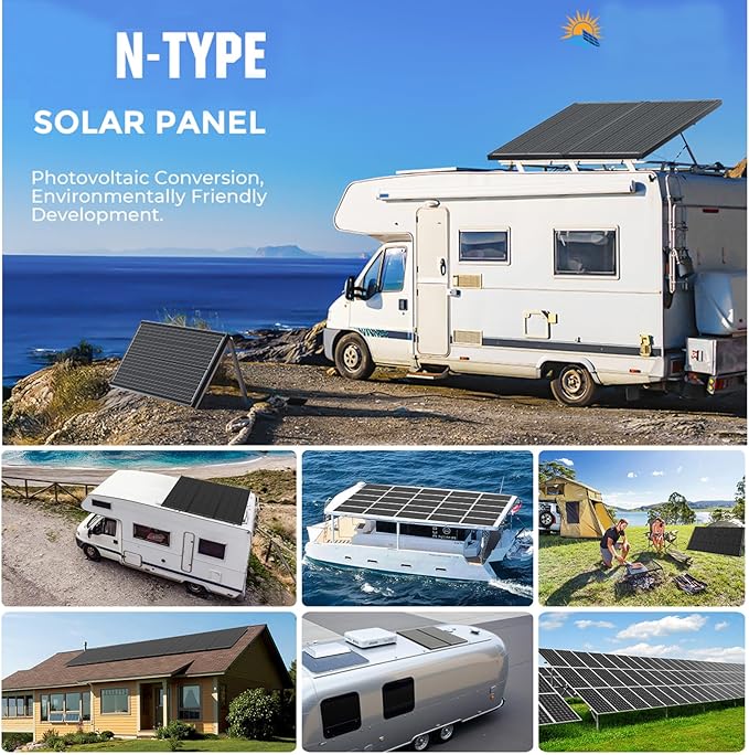 1200 Watt Solar Panels (200W 6 Pack) Monocrystalline High-Efficiency 12V Solar Panel for RV Camping Boat Home Farm Marine Battery and Other Off-Grid Applications (1200w, 200w*6)