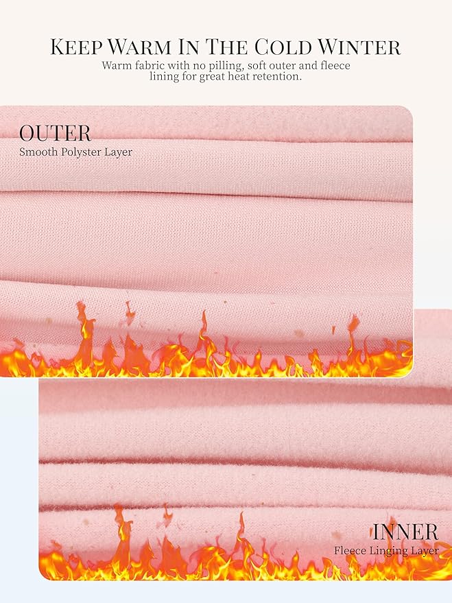 VZV Thermal Underwear for Women, Long Johns for Women Thermal Sets Fleece Lined Base Layer Top and Bottom Set