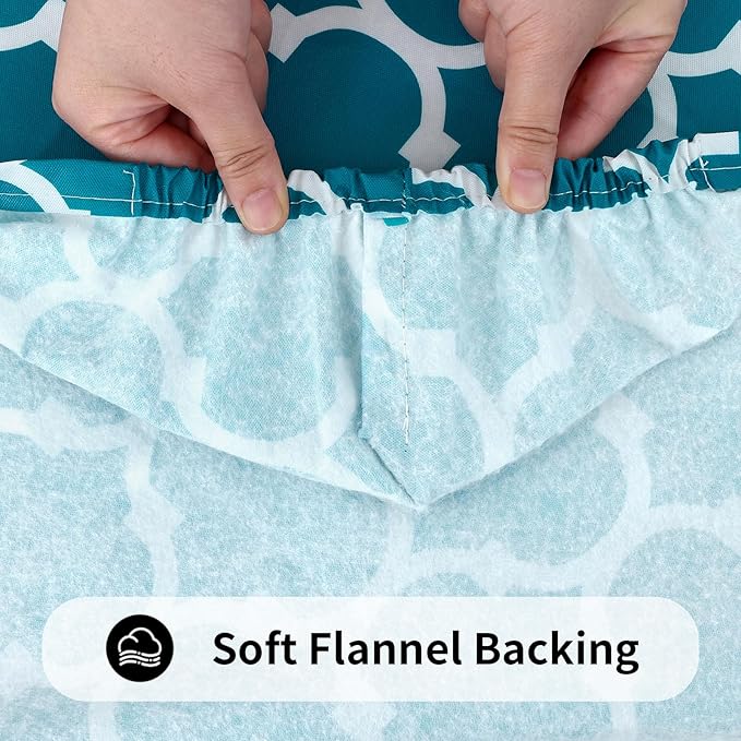 Smiry Rectangle Picnic Table Cover, Waterproof Elastic Fitted Camping Tablecloths for 6 Foot Tables, Wipeable Flannel Backed Vinyl Tablecloth Protector for Indoor, Outdoor (Turquoise, 36x72 Inches)