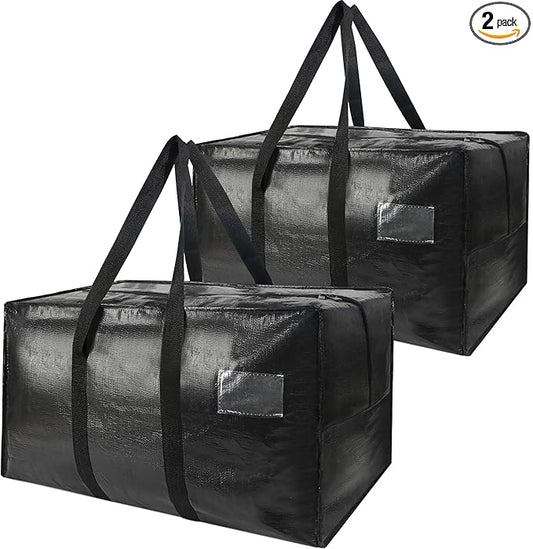 Heavy Duty Extra Large Moving Bags,69 Gallon Jumbo Packing Bags,Huge Moving Storage Bags with Strong Zippers & Carrying Handles,Reusable Big Moving Storage Bags for College Dorm Travel 2Pack