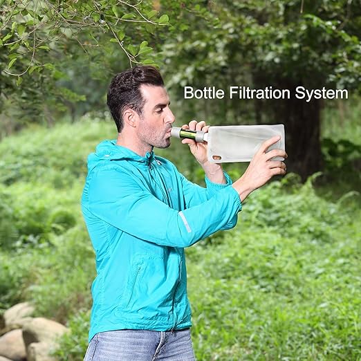 Miniwell Gravity Water Filter Straw - Ultralight, Versatile Hiker Filter with Bucket Connector (Grey)