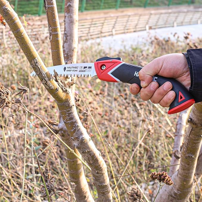 HAUTMEC 6" Folding Pruning Saw, Pro Folding Saw of Sharp Stone Serie, SK5 Foldable Blade Triple-cut Teeth, for Wood Cutting, Garden Camping, Landscaping, Tree Trimming HT0303