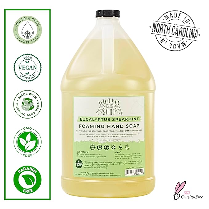 Adams Handmade Soap Liquid Foaming Soap 1 Gal - Eucalyptus Spearmint