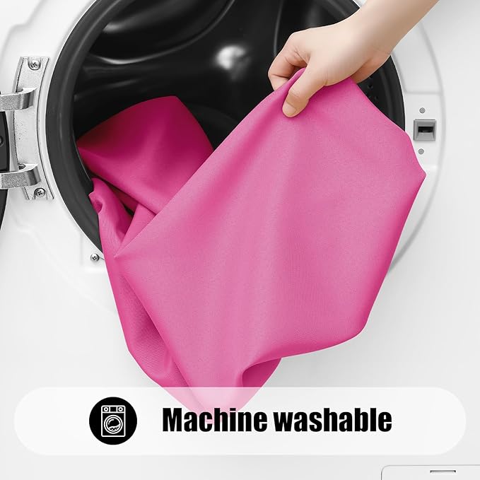 Smiry 2 Pack Rectangle Picnic Table Cloth, Waterproof Elastic Fitted Tablecloths, Washable Polyester Rectangular Patio Table Cover for Camping, Indoor and Outdoor (Rose Pink, 30"x48")