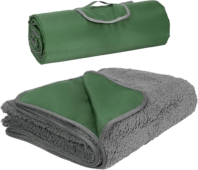 Tirrinia Large Waterproof Outdoor Blanket, Soft Warm Windproof Stadium Blanket with Sherpa Fleece and Foldable for Outdoor Sport, Baseball, Football, Beach, Concerts, Car