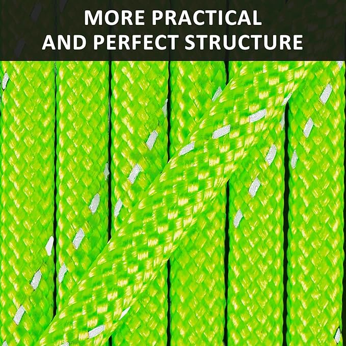 WEREWOLVES Reflective Paracord Rope 7 Strand Type III Parachute Cord 4mm 100ft / 200ft for Tent Camping Hiking Fishing Survival Tactical Clothesline DIY Projects