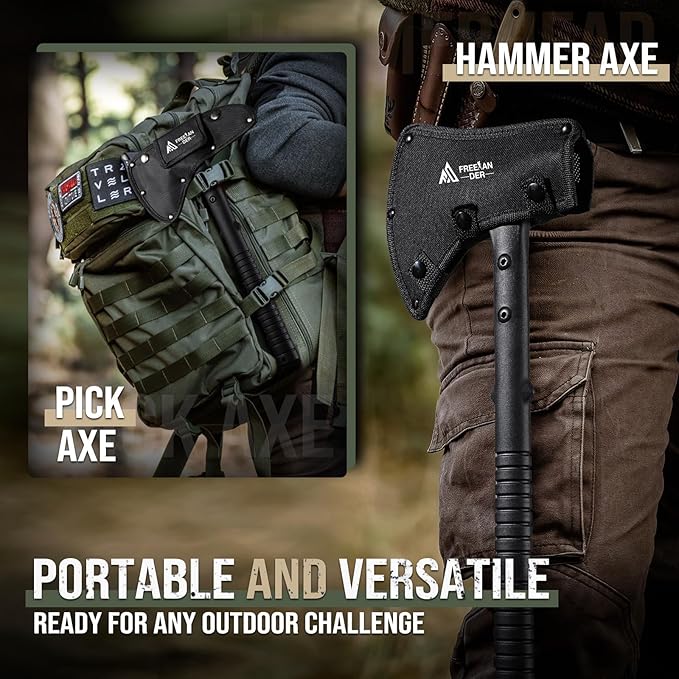 Freelander Tactical Axe 2 Pack, Sharp Tomahawk with Sheath, Portable Tomahawk with Clip and Bottle Opener, Durable Survival Hatchet for Emergency, Hiking and Camping
