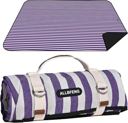 60”x 80” Picnic Blanket Waterproof and Foldable Beach Blanket, 5-Layer Outdoor Mat with Carry Strap for 6 to 8 Adults, for Camping, Park, Beach, Grass, Indoors…