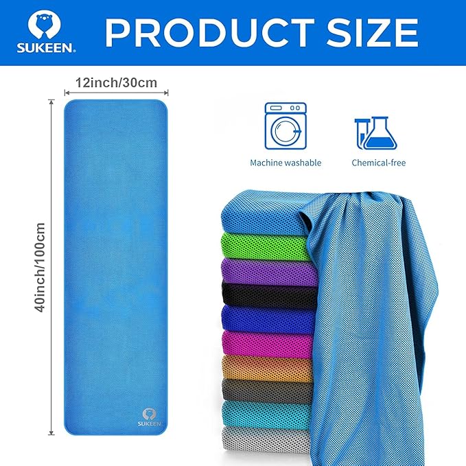 Sukeen Cooling Towel (40"x12") Bulk Ice Towel,Soft Breathable Chilly Towel,Microfiber Towel for Yoga,Sport,Running,Gym,Workout,Camping,Fitness,Workout & More Activities