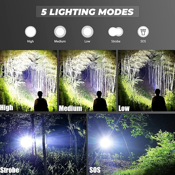 LED Flashlights 10 Pack, Bright Tactical Flashlight High Lumens with 5 Modes, Waterproof Zoomable Flash Light, Portable Torch for Camping Hiking Outdoor Home Emergency
