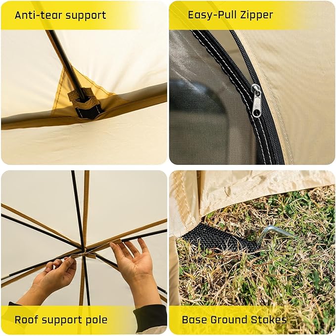 10x10 FT Pop Up Screen House Tent - Instant Screened Gazebo Canopy with Mosquito Net, Portable Backyard Tent for 4-6 People, Easy Setup Patio Shelter for Camping, BBQ, Sports & Outdoor