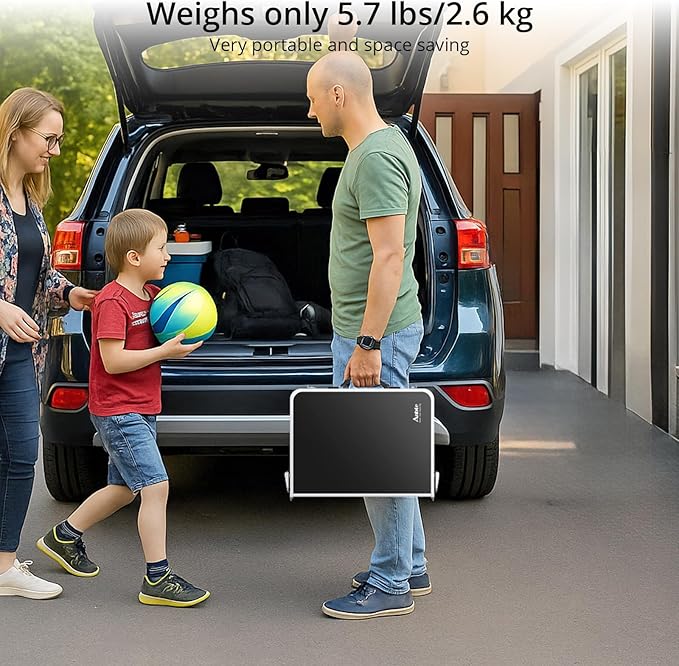 Folding Camping Table, Aluminum 24" x 16" Adjustable Height Small Folding Table with Carrying Handle, Lightweight, Portable Camping Table Waterproof for Outdoor Indoor Picnic Beach BBQ (Black)