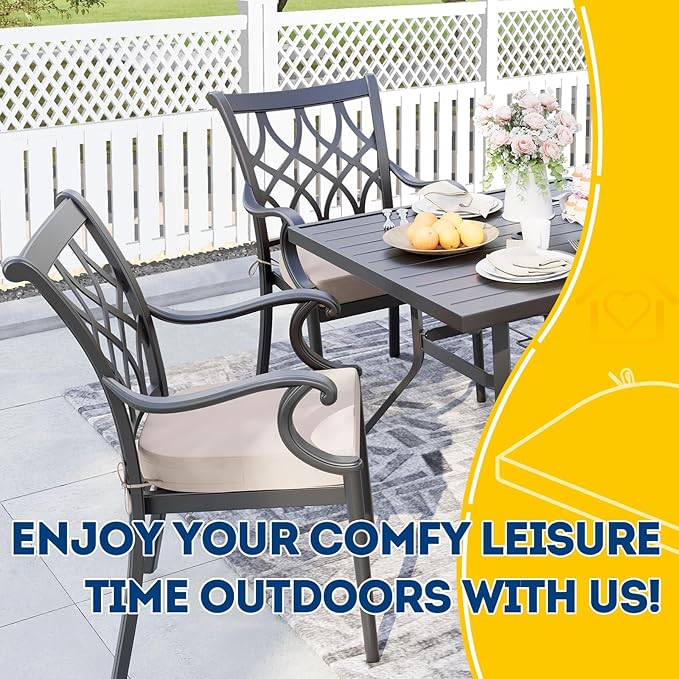 AAAAAcessories Outdoor Seat Cushions for Chairs, Waterproof, Fade-Resistant Patio Furniture Replacement Cushions, 17" x 16" x 2", Set of 2, Khaki Beige