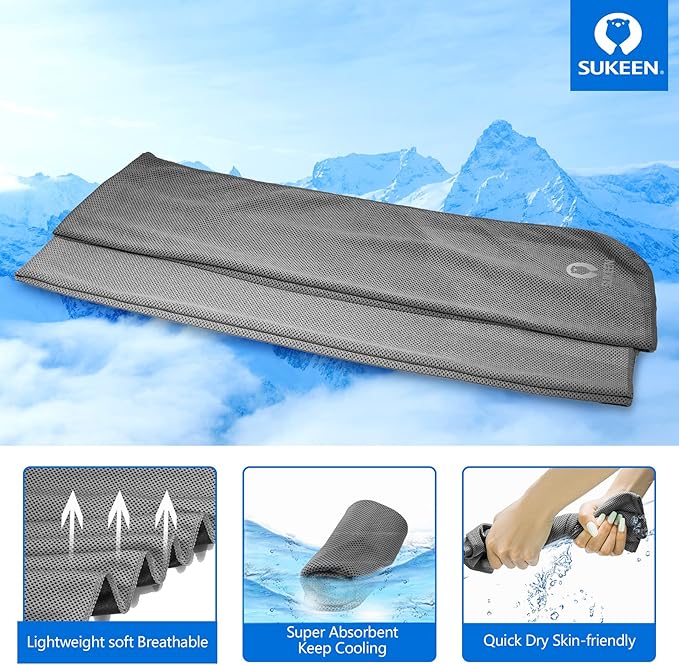 Sukeen 12pack Cooling Towel (40"x12") Bulk Ice Towel,Soft Breathable Chilly Towel,Microfiber Towel for Yoga,Sport,Running,Gym,Workout,Camping,Fitness,Workout & More Activities