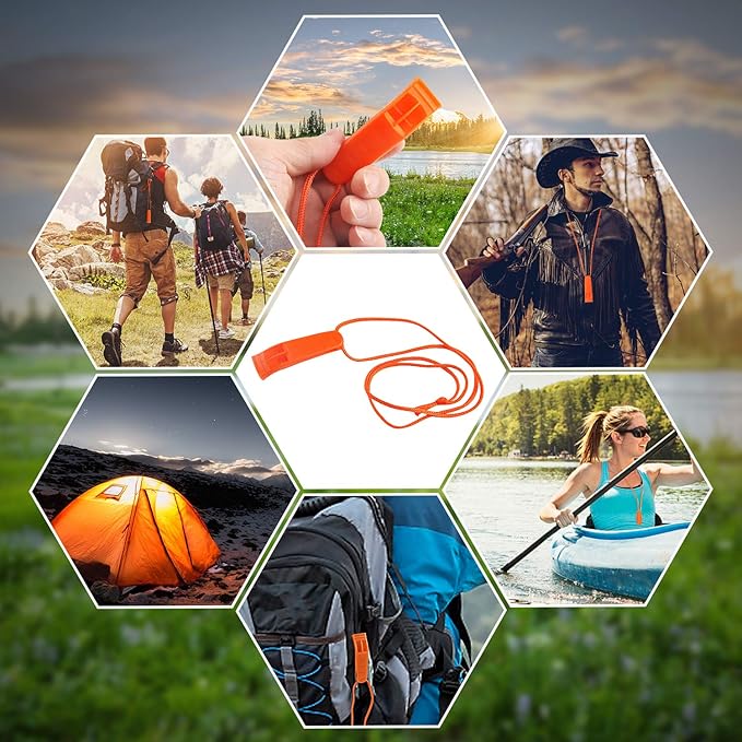 AUGSUN 10 Pcs Safety Whistle Marine Whistle Plastic Whistles with Lanyard for Emergency