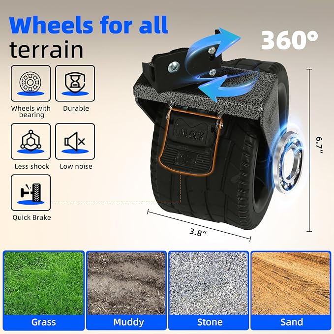 ROCK CLOUD Folding Wagon Cart Utility Outdoor Camping Carry Cart Heavy Duty Portable Collapsible Garden Cart with Universal Wheels and Adjustable Handle for Outdoor Camping Beach Sports