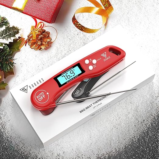 DOQAUS Digital Meat Thermometer, 2 Pack Instant Read Food Thermometer for Cooking, Kitchen Probe with Backlit & Reversible Display, Cooking Temperature for Turkey, Bread, Baking, Sourdough