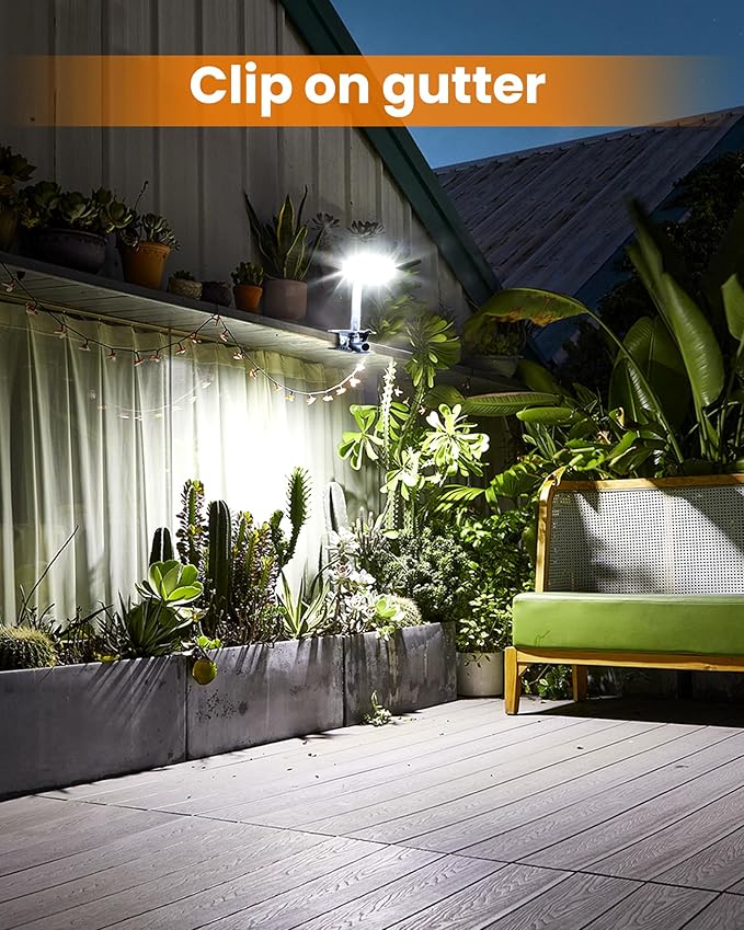 Clip On Solar Lights Outdoor with Motion Sensor - 92 LEDs 600LM Solar Fence Lights, 6000K Waterproof Security Lighting for Chain Link Fence,Deck, Gutter,Camping (4)