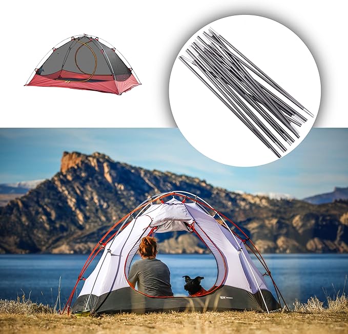 Azarxis Tent Poles Aluminum Tent Rod Replacement Camping Accessories, Multifunction Lightweight Tent Poles Repair Kit, 7001 Series Aircraft-Grade Aluminum