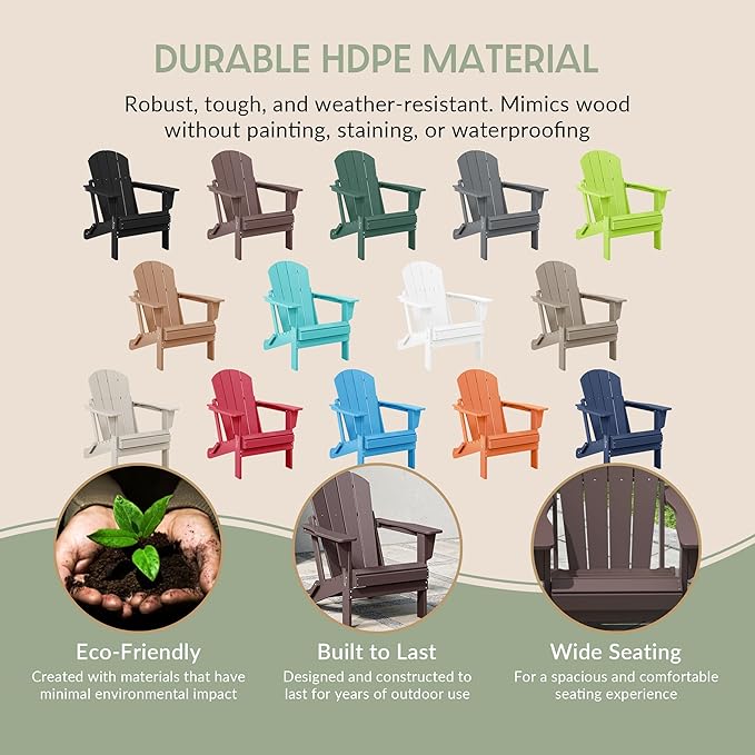 WestinTrends Malibu 4-Piece Set Outdoor Folding Poly Adirondack Chair, Dark Brown