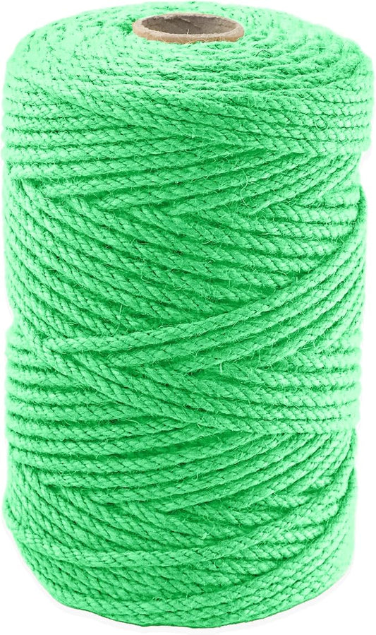4mm x 300 Feet Light Green Jute Rope, Twine for Gardening Tomato Climbing Plant Tie Floristry Crafts Gift Wrapping Packing Decor