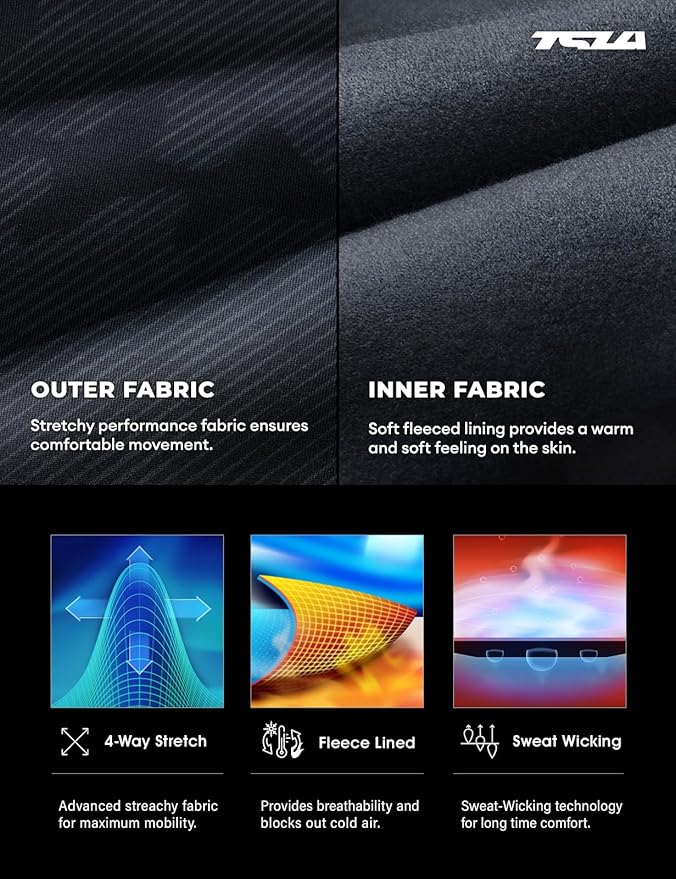 TSLA Men's Thermal Underwear Set, Microfiber Soft Fleece Lined Long Johns, Winter Warm Base Layer Top & Bottom