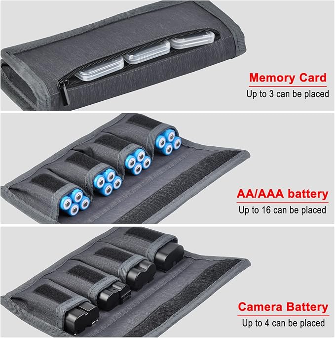 2Pcs Battery Storage Case Bag for LP-E6 EN-EL15 NP-FW50 NP-F550 DSLR Camera Batteries and AA AAA Battery