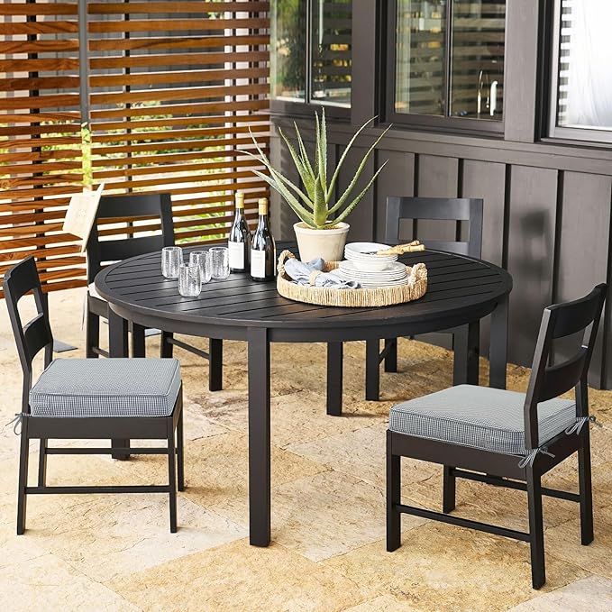 Outdoor Square Corner Seat Cushion, 19"x19"x3", Set of 4, Non Slip Seat Cushion Pads with Removable Cover for Patio Furniture, Garden Yard Lawn, Black White Mini Check