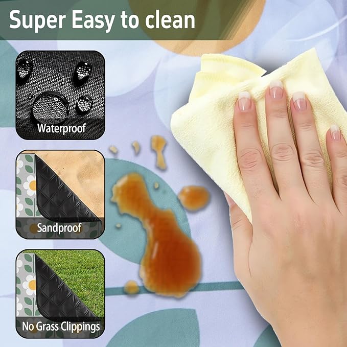 Extra Large Picnic Outdoor Blanket 60''x80'' Waterproof and Sandproof Picnic Mat for Beach Foldable Camping Accessories for Grass Lawn Park