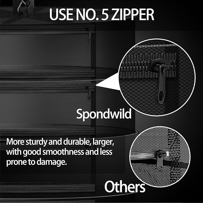 Herb Drying Rack Hanging Mesh Net，Medium 4+1 Layer Plant Drying Rack with Door-Type Zipper & Closed Storage Compartment for Folding Basket Dryer Fit in Grow Tents、Garden Outdoor