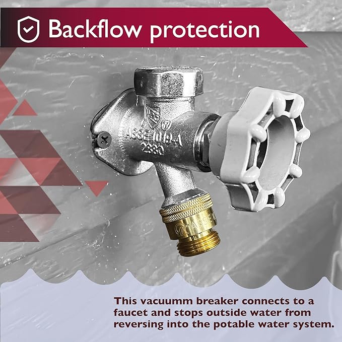 Vacuum Breaker 3/4 Inch Solid Brass Hose Bib Backflow Preventer for Garden Spigot RV Pack of 2