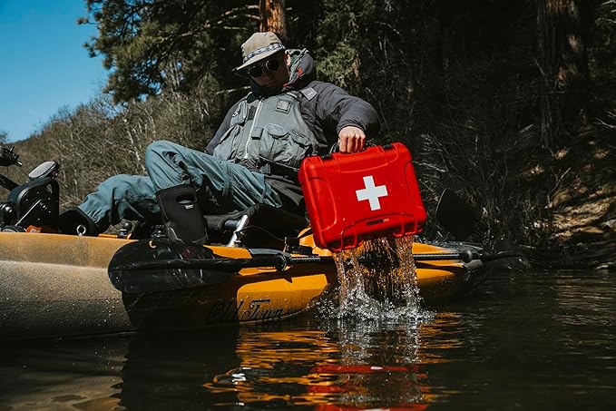 NANUK 915 Waterproof First Aid Box Empty – Durable, Medical First Aid Organizer Case, IP67-Rated, Dustproof, Impact-Resistant, and Floats (7.4" x 4.9" x 3.1") – Red