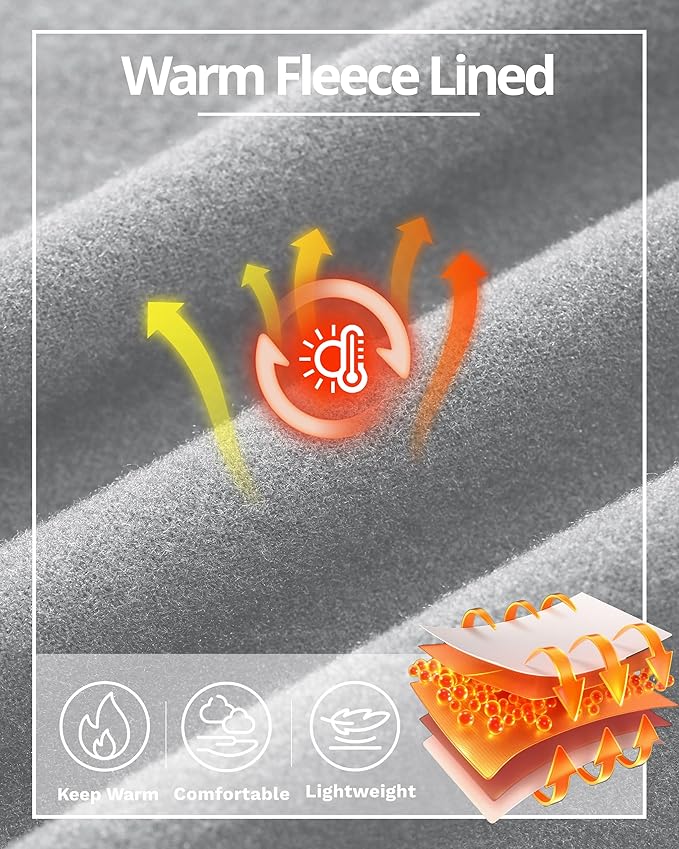 Boladeci Men's Thermal Underwear Tops Fleece Lined Base Layer Long Sleeve Shirts for Cold Weather